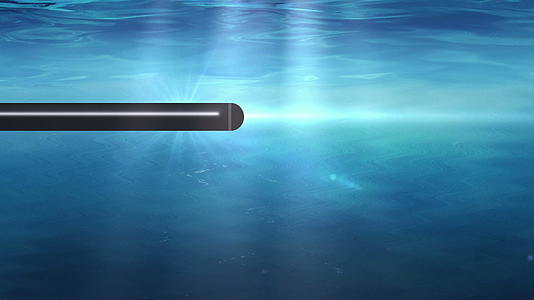 潜艇发射的鱼雷动画侧视图视频的预览图