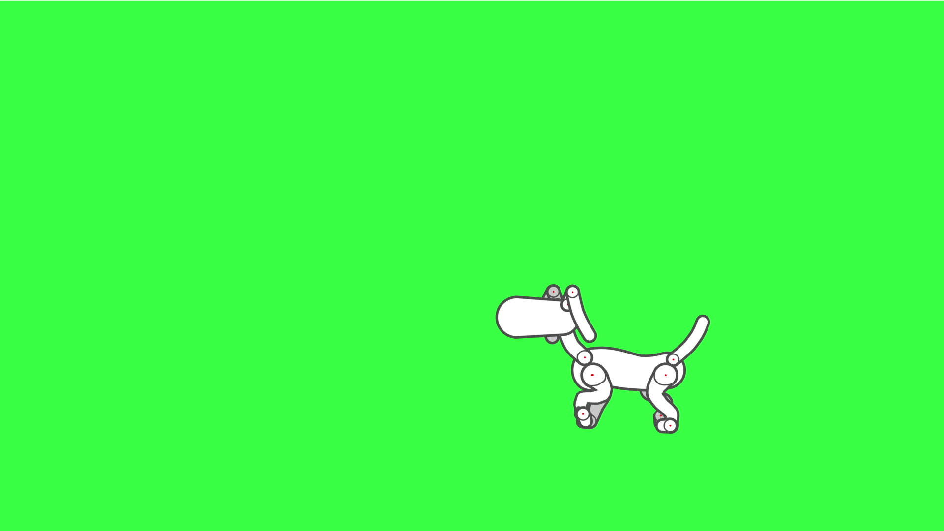 步行狗绿色屏幕上孤立的卡通动画视频的预览图