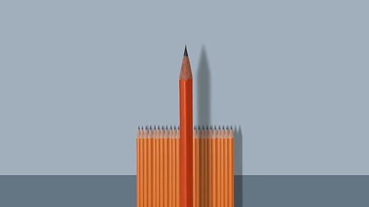 商业概念动画从人群中脱颖而出铅笔领导者有不同的文件视频的预览图