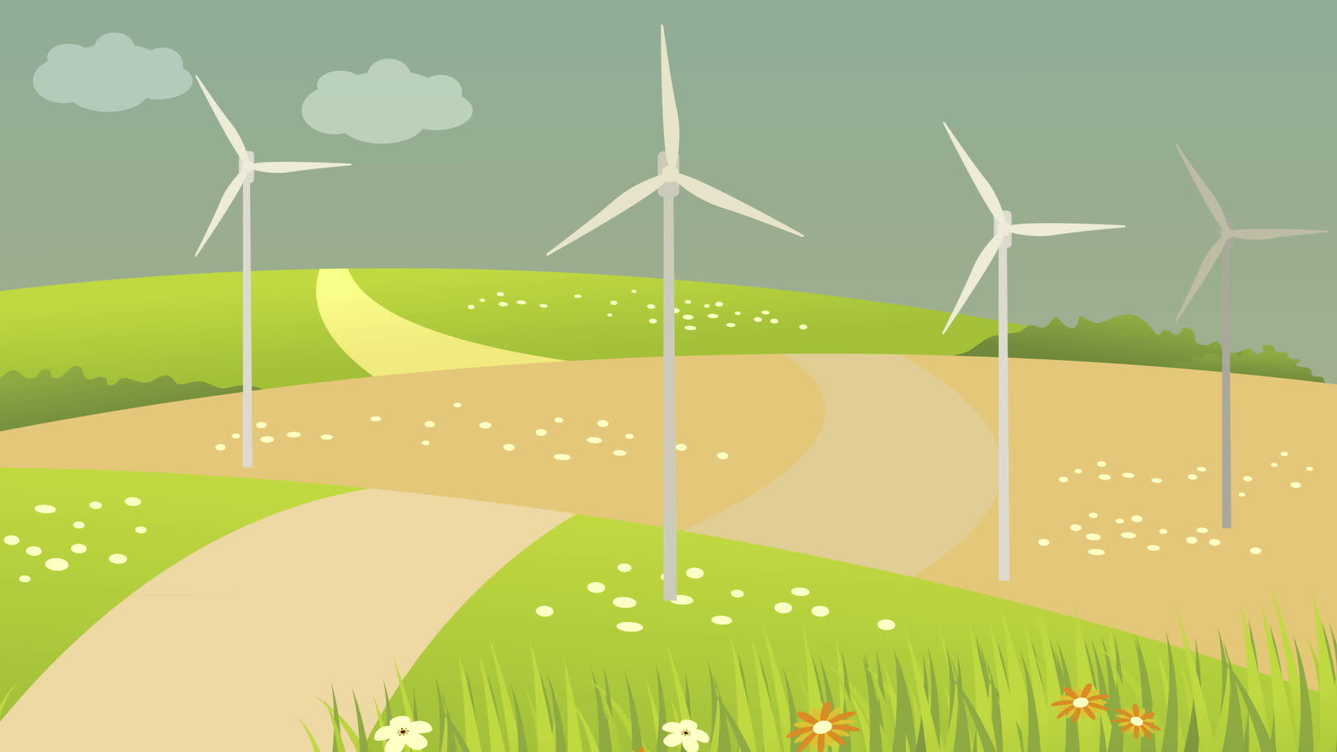 2d风涡轮生物动画生产替代能源视频的预览图