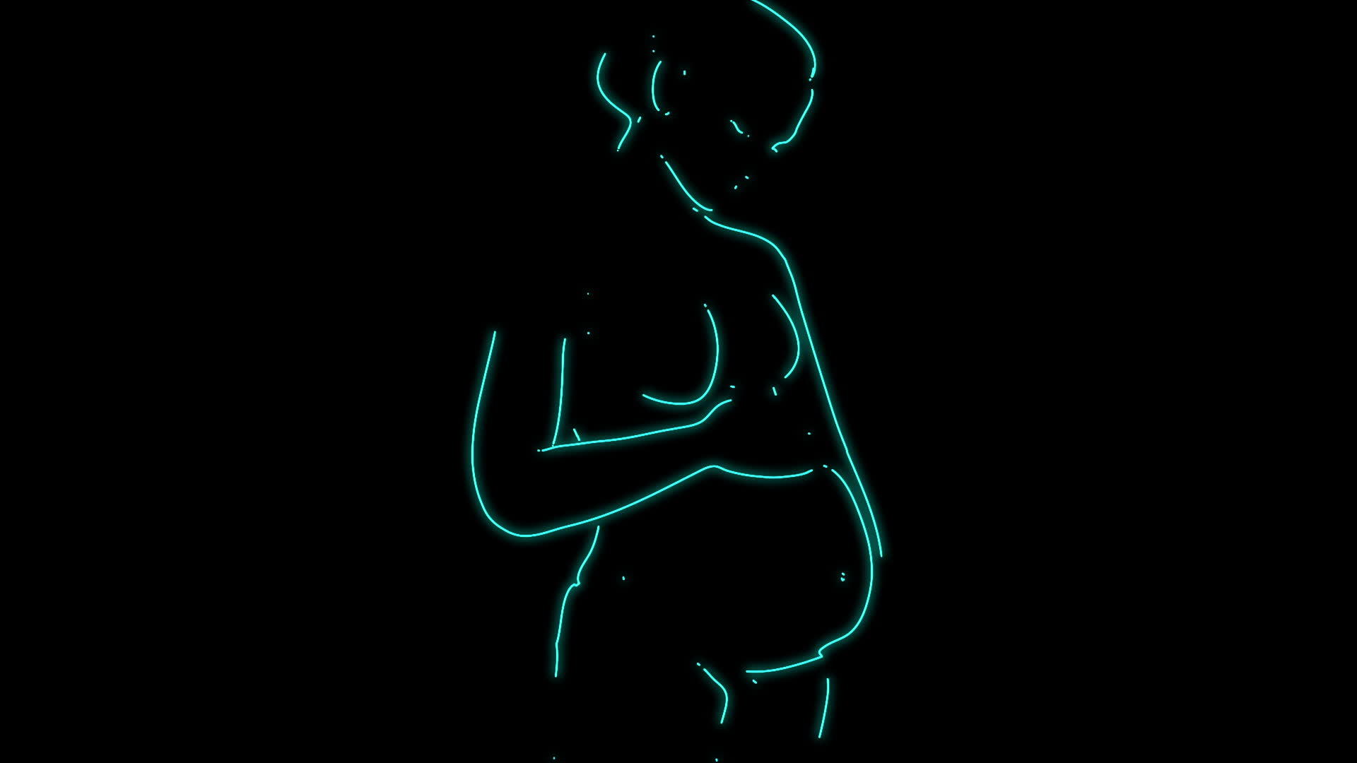 动画绘制孕妇最起码的风格在黑色背景上产生亮色效果视频的预览图
