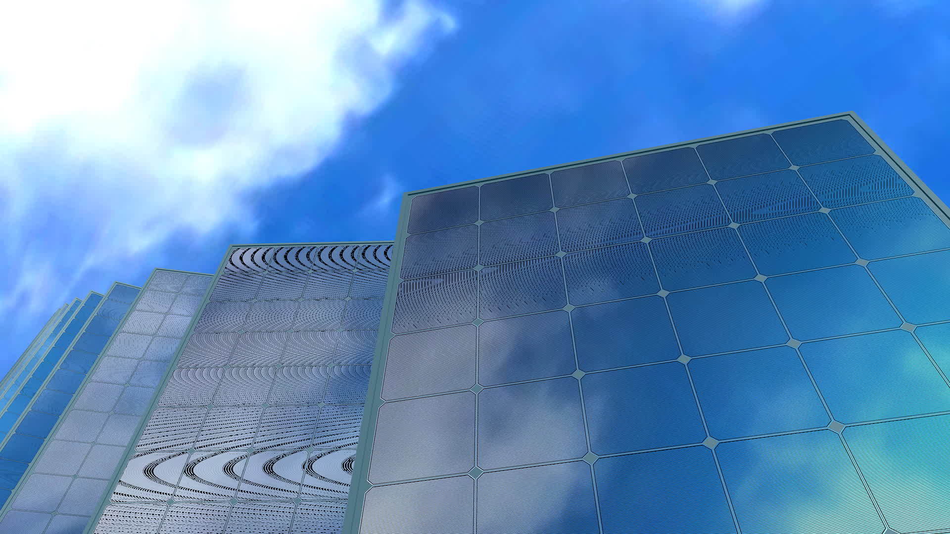 太阳面板和天空背景概念动画视频的预览图