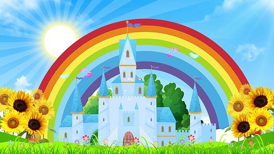 4K卡通彩虹城堡舞台背景视频视频的预览图
