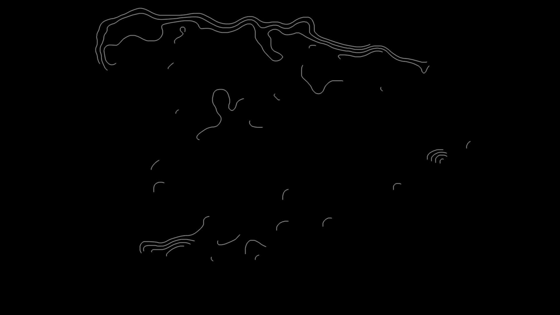 西班牙波音在黑色背景下的地形轮廓动画视频的预览图