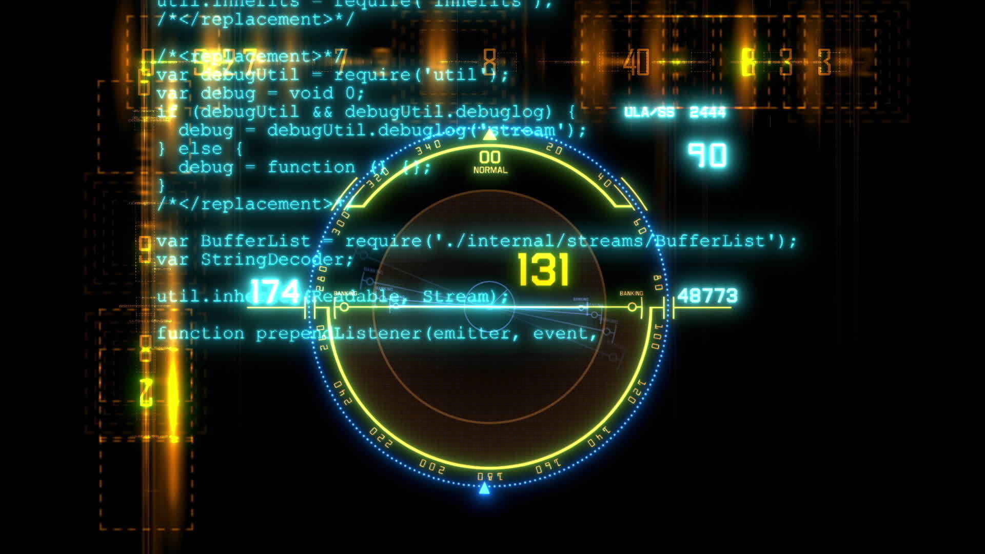 科技背景和运行代码文本的虚构界面Scife网络空间视频的预览图