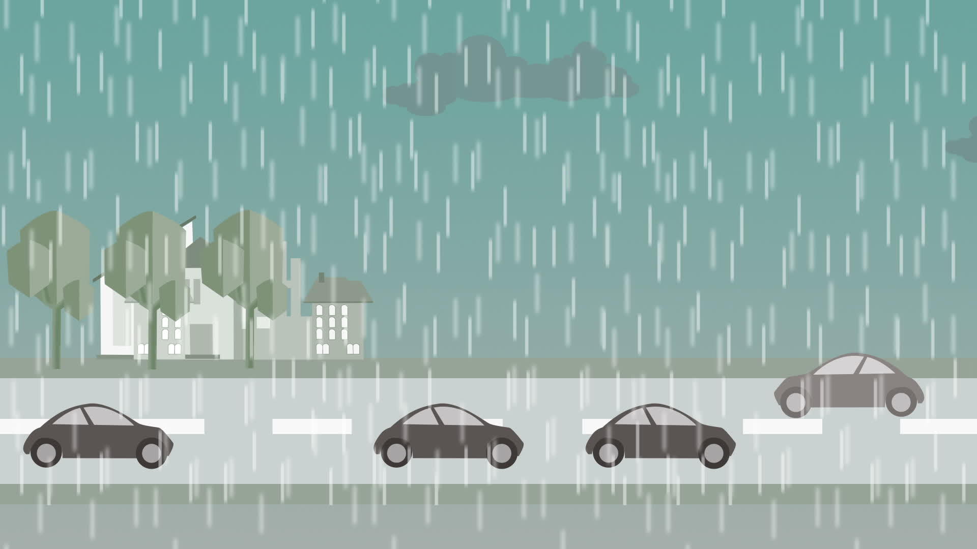 雨季城市动画动画视频的预览图