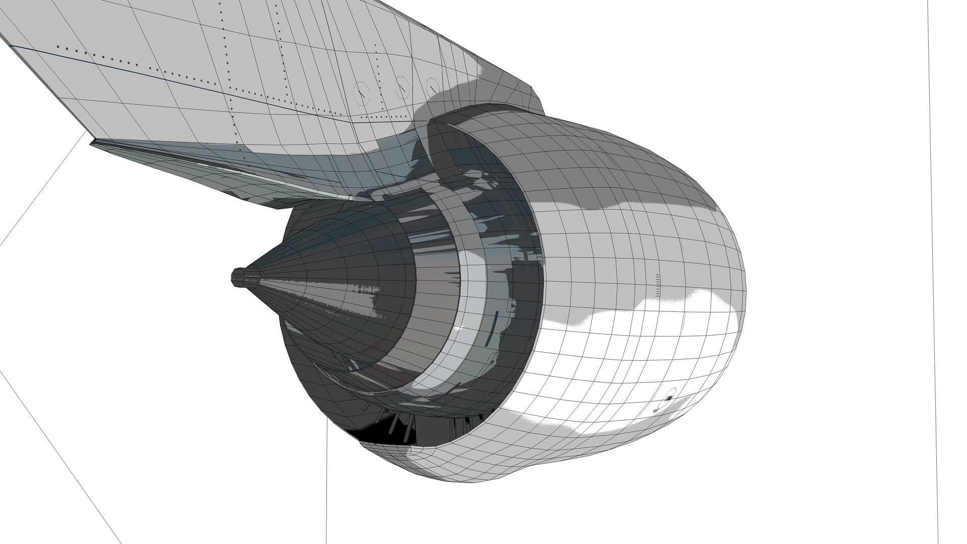 商用喷气式飞机发动机3D有线框架视频的预览图