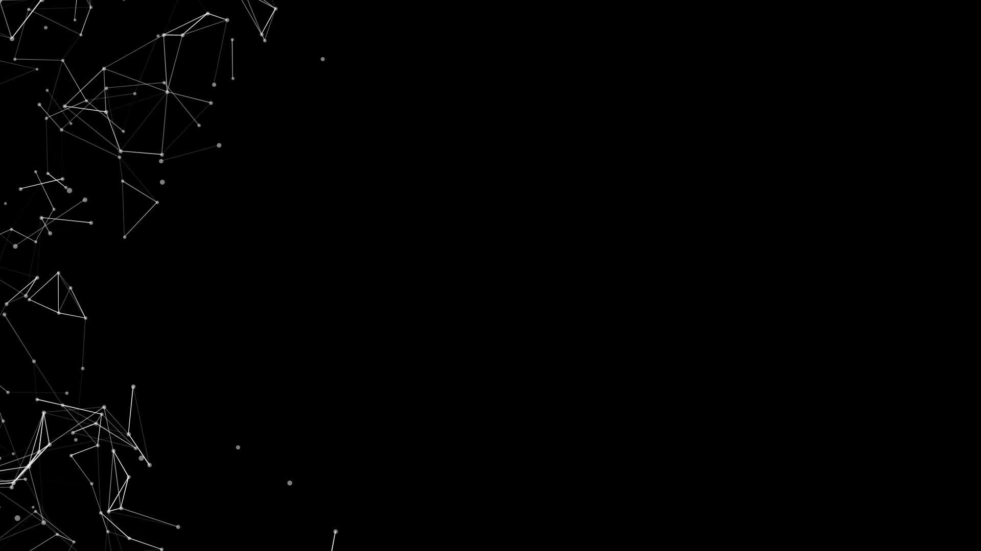 连接在黑色背景上的白色元素粒子的运动图表显示了与黑色背景相连的黑色背景视频的预览图