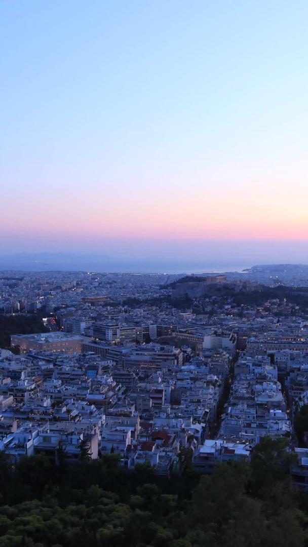 雅典城市日落夜景延时视频视频的预览图