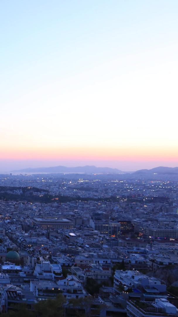 雅典城市日落夜景延时视频视频的预览图
