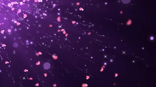 唯美动态紫色粒子花瓣温馨光效舞台背景视频素材视频的预览图