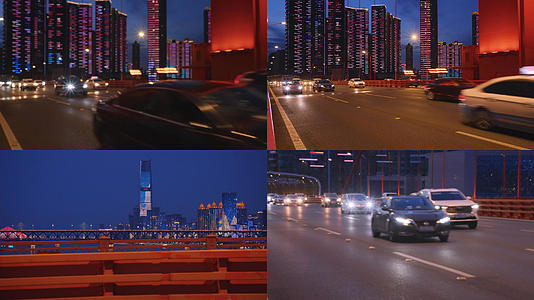 合集第一视角看城市夜景桥梁道路汽车穿梭车流交通4k素材视频的预览图