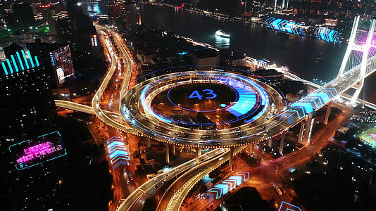 上海南浦大桥赛博朋克风格背景素材