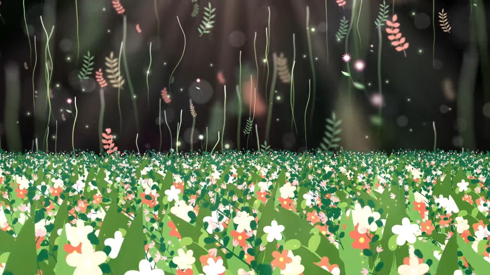 唯美温馨动态花海清新植物树叶上升背景视频视频的预览图