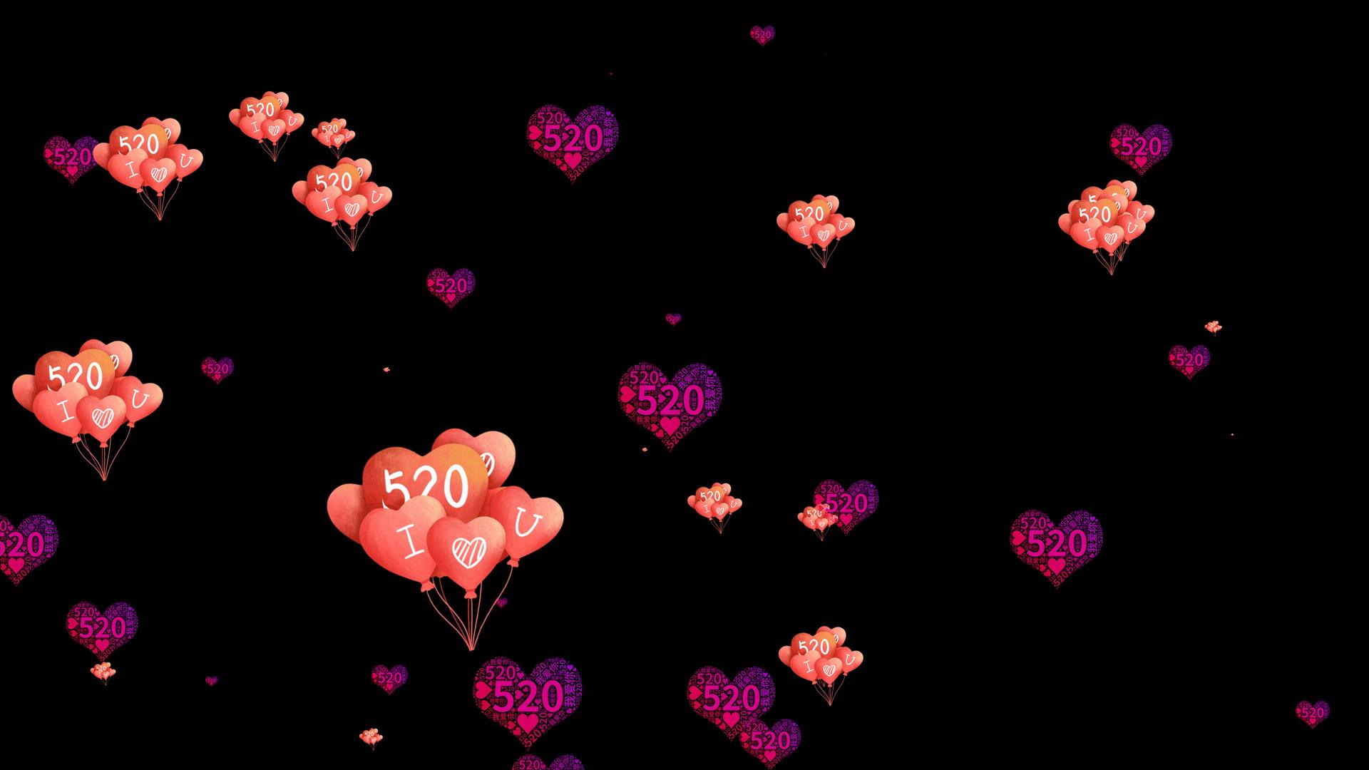 520情人节爱心气球上升动画视频的预览图