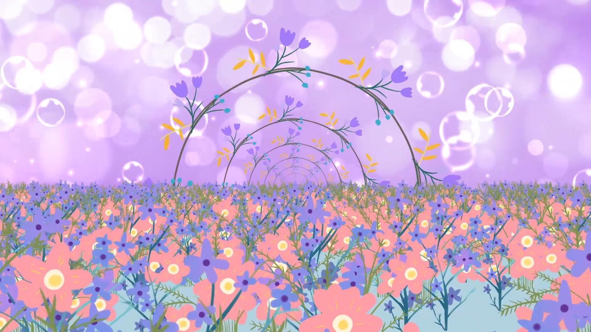 清新唯美紫色粒子光效动态花海舞台背景视频视频的预览图