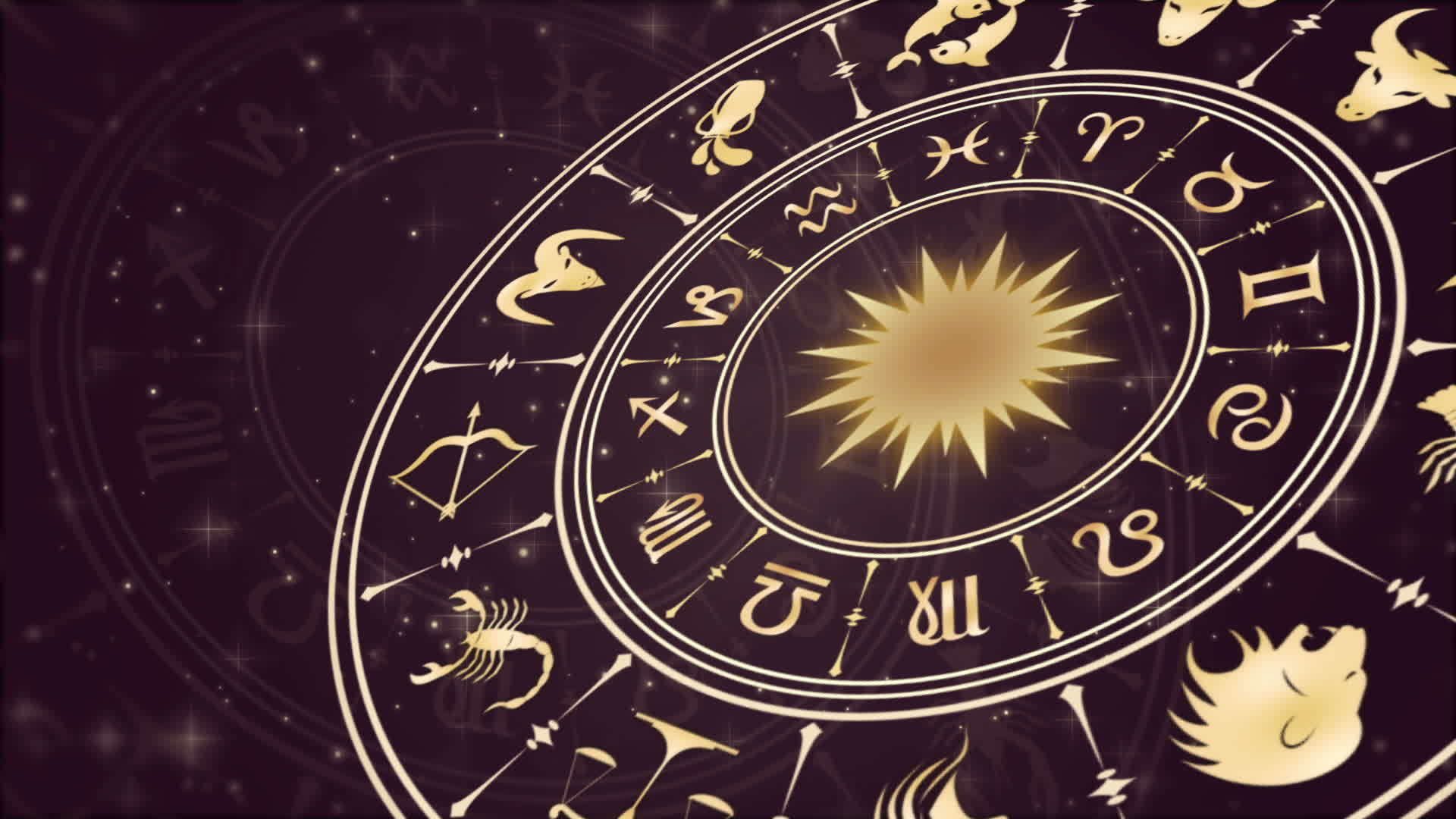 深暗背景的星云轮有发光颗粒zodiac圆圈视频的预览图