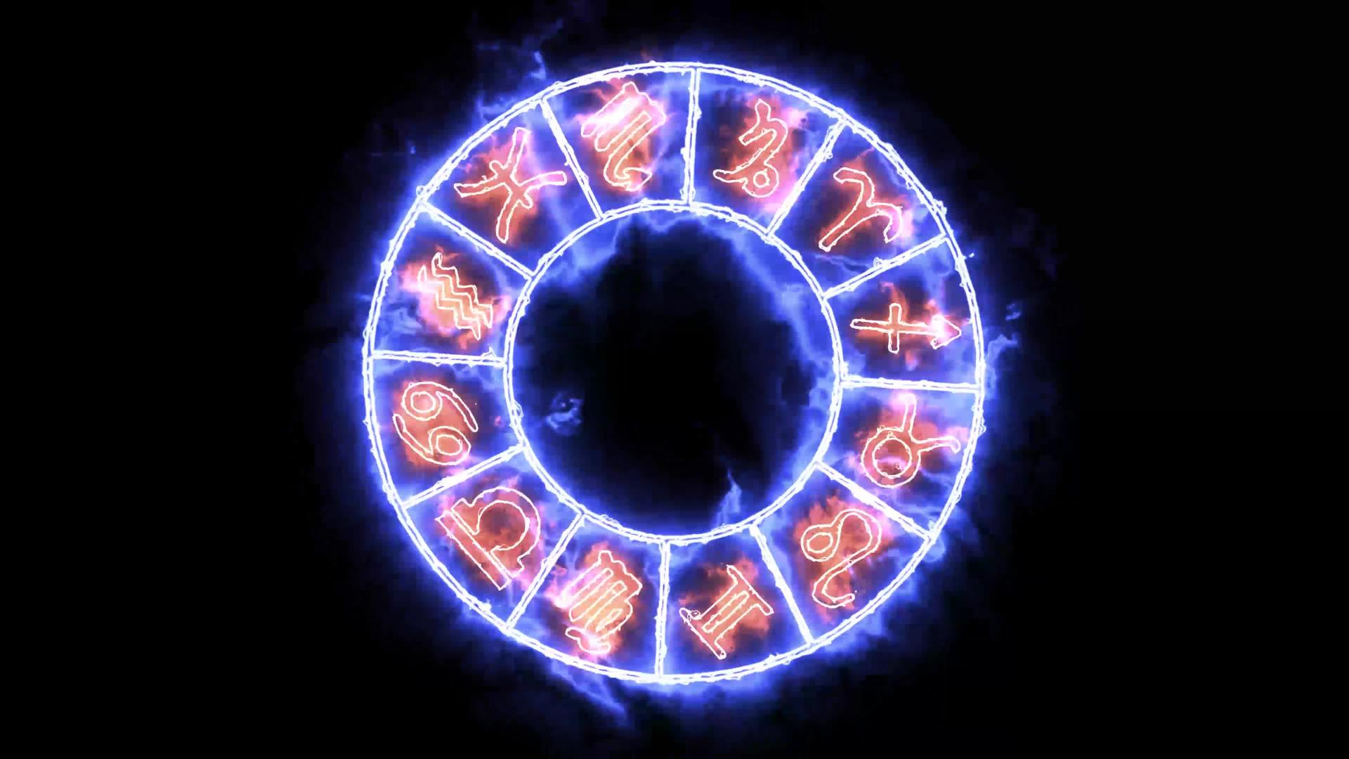 紫色光环旋转时的12号Zodiac12符号视频的预览图