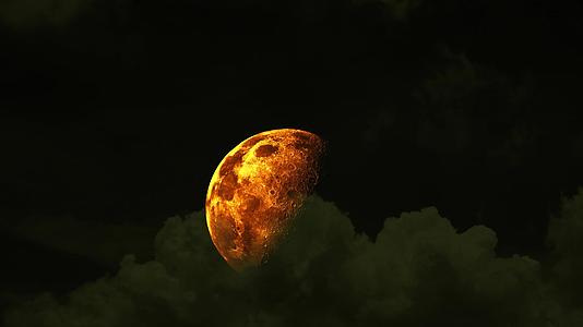 血月在夜空中升起白云移动视频的预览图