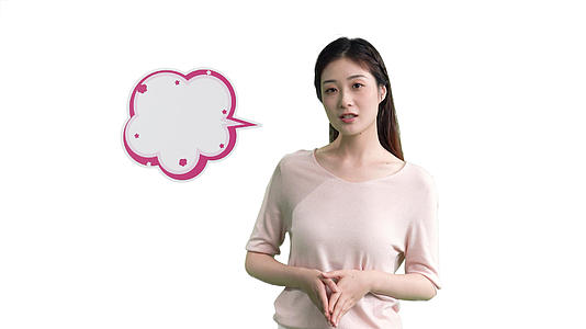 4k女生对话框气泡框说话讲话白底视频视频的预览图