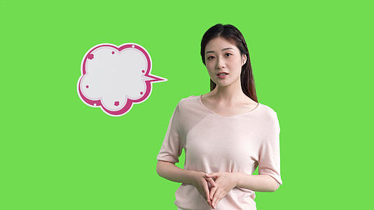 4k女生对话框气泡框说话讲话绿幕抠像视频视频的预览图