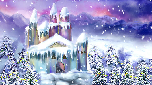 4K唯美梦幻城堡雪景背景视频视频的预览图