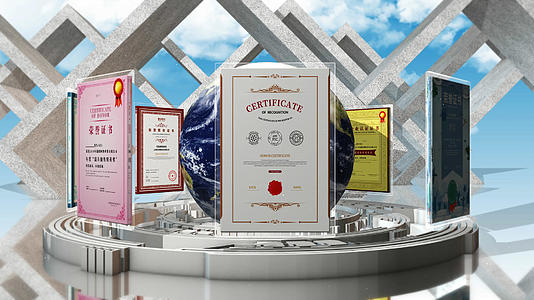 4K三维大气的荣誉证书展示片头AE模板视频的预览图