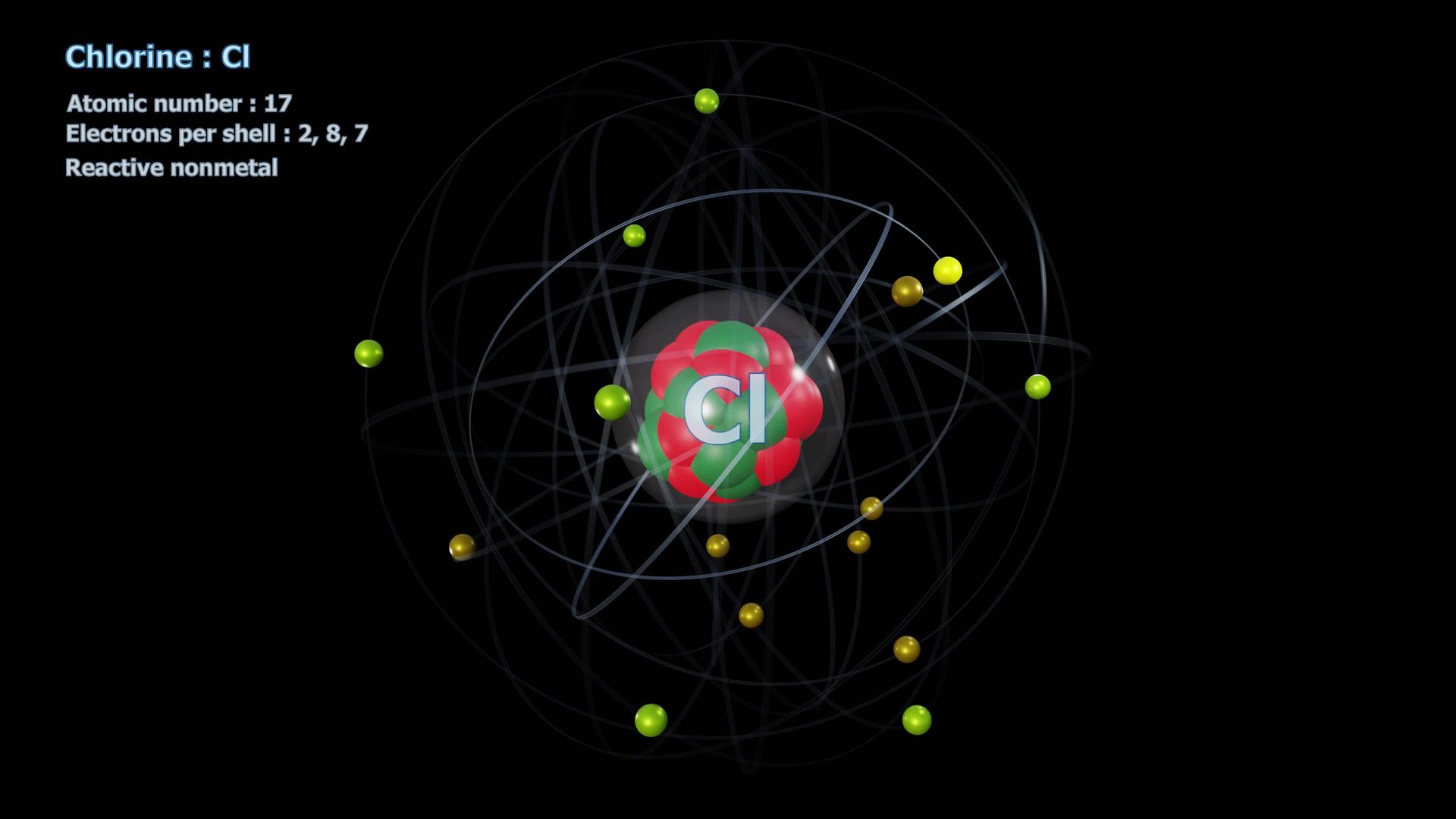 氯原子原子在无限轨道旋转中有17个电子视频的预览图