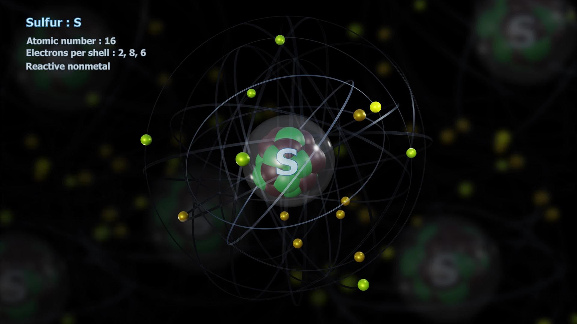 16个电子微硫原子与原子一起在无限轨道上旋转视频的预览图