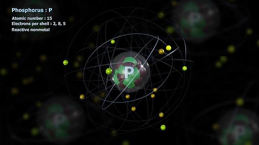 在无限轨道上15个电子磷原子与原子一起旋转视频的预览图