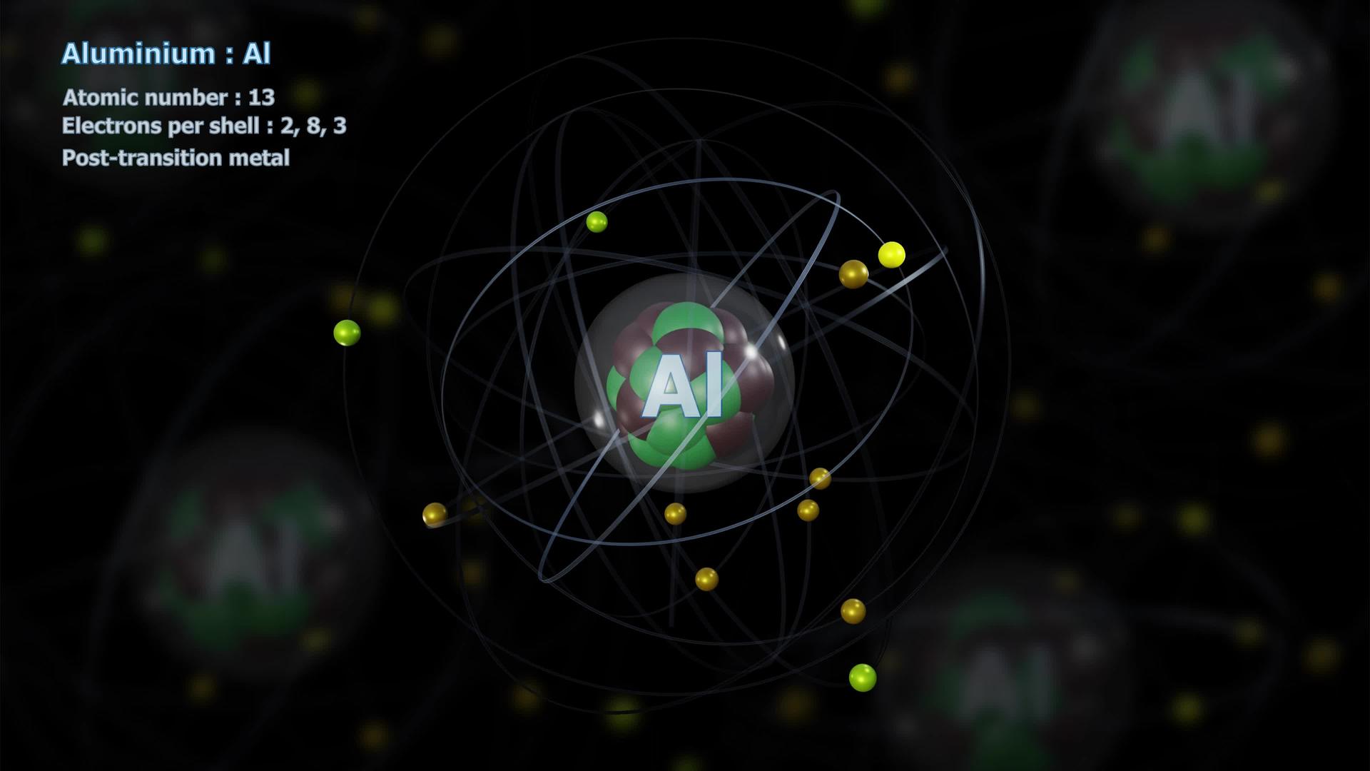 铝原子原子有13个电子在无限轨道上与原子一起旋转视频的预览图