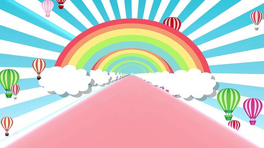 4K卡通彩虹热气球背景视频视频的预览图