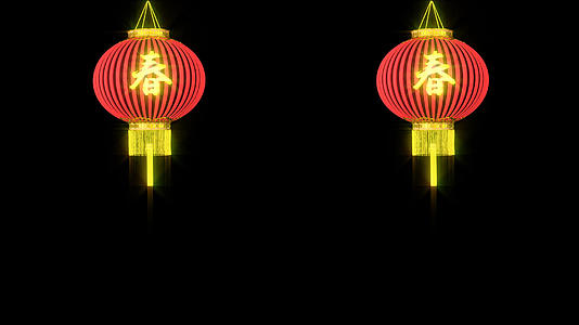 多个中国风古典春字灯笼摇摆展示（循环）视频的预览图
