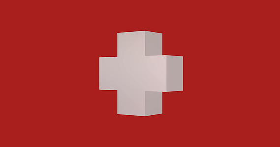 红色背景动画3D旋转圆圈白色十字架阿尔法视频的预览图
