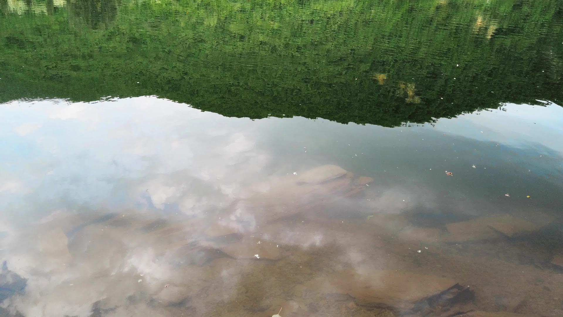 山的倒影在平静的湖水中视频的预览图