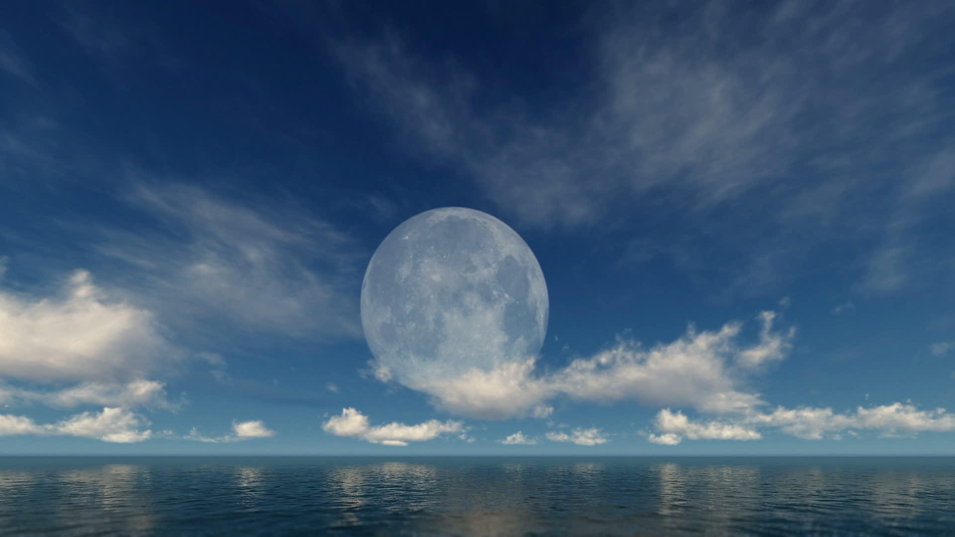 满月和时落云反射在水面上hd视频的预览图