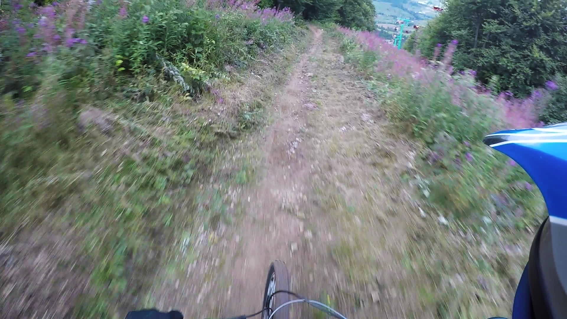 山上自行车下坡和高速坠落头盔摄像头的第一个视角视频的预览图