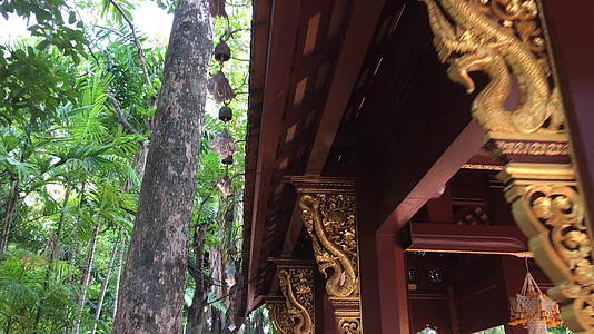 PhraSingha泰国寺庙的传统木屋顶视频的预览图
