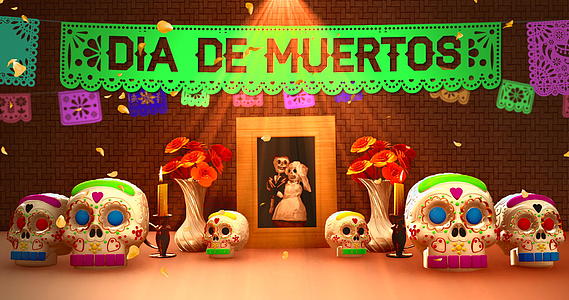 同一天墨西哥人伦达用了一张照片和几个糖糖头骨视频的预览图