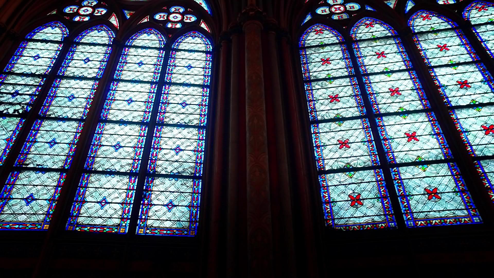 古代大教堂彩色玻璃窗世界遗产视频的预览图