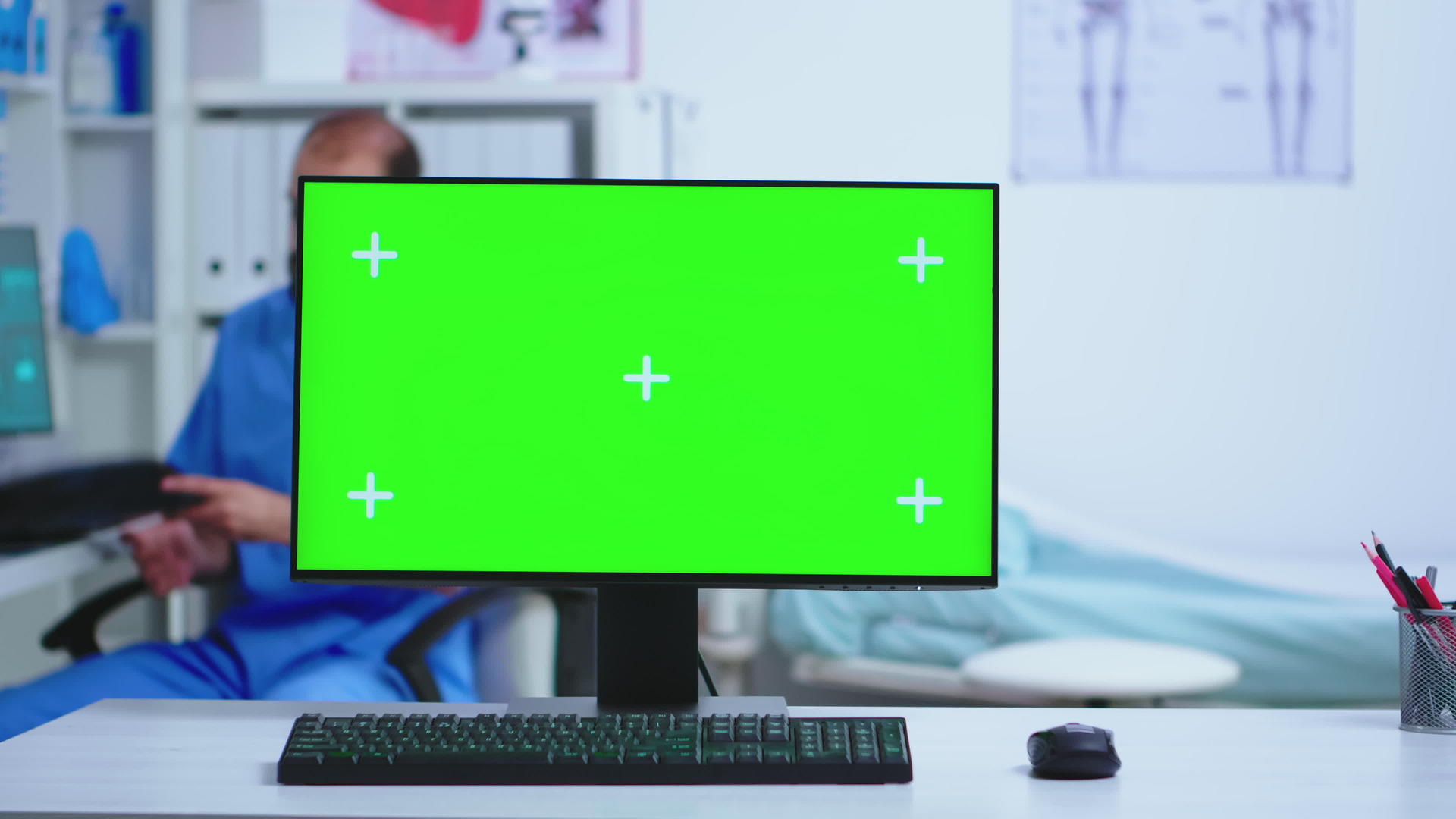 计算机桌面绿屏医院视频的预览图