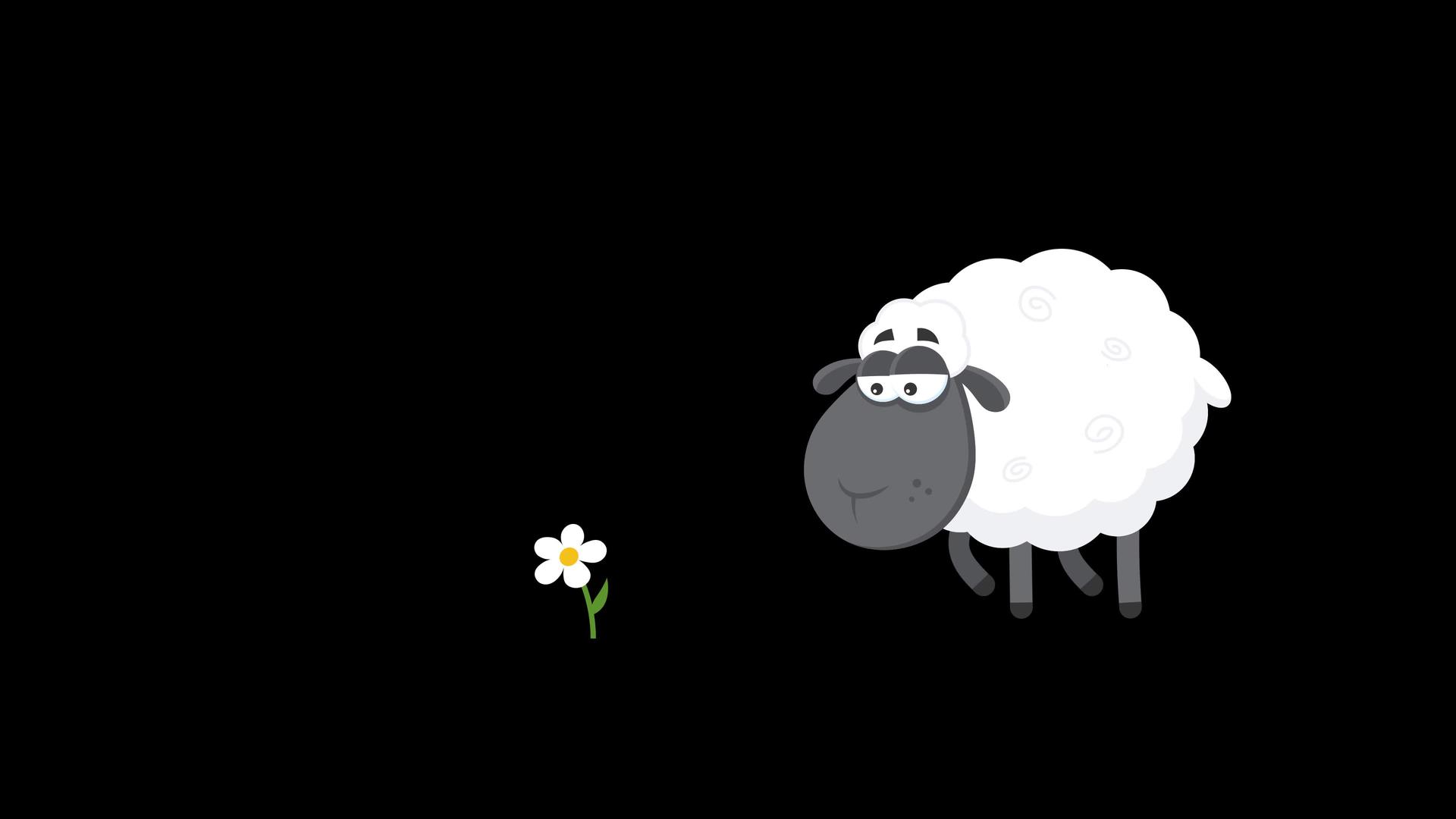 甜蜜的黑羊吃花的卡通人物视频的预览图