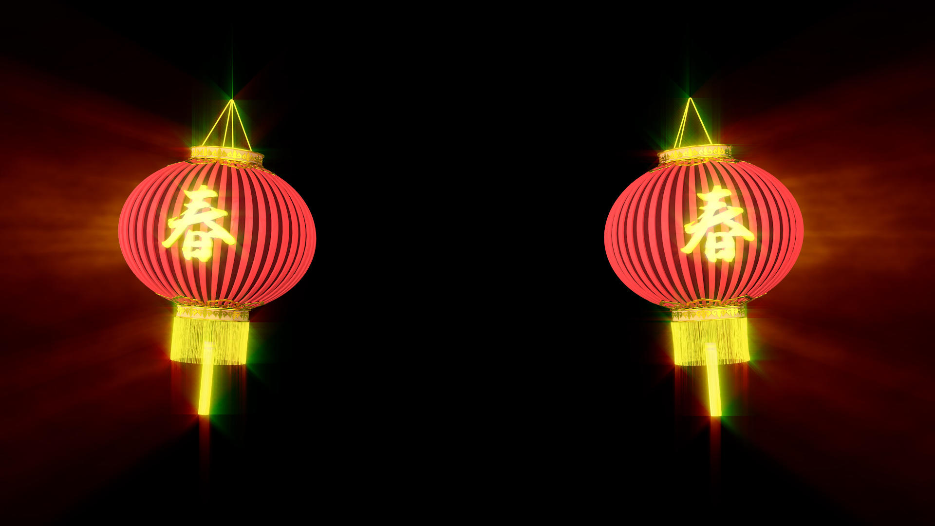 中国风古典春字灯笼对角摇摆展示（循环）视频的预览图