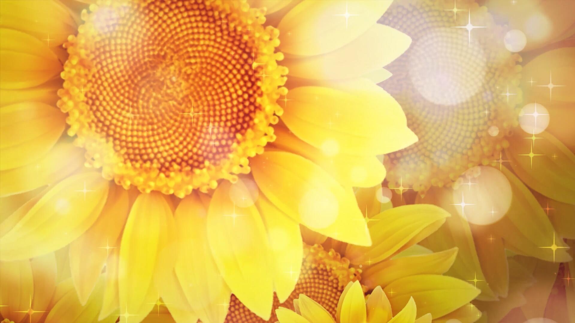 夏天4k向日葵花朵舞台背景视频的预览图