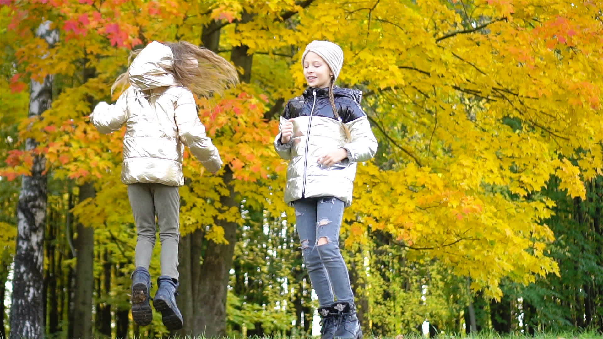 秋天公园户外可爱的小女孩视频的预览图