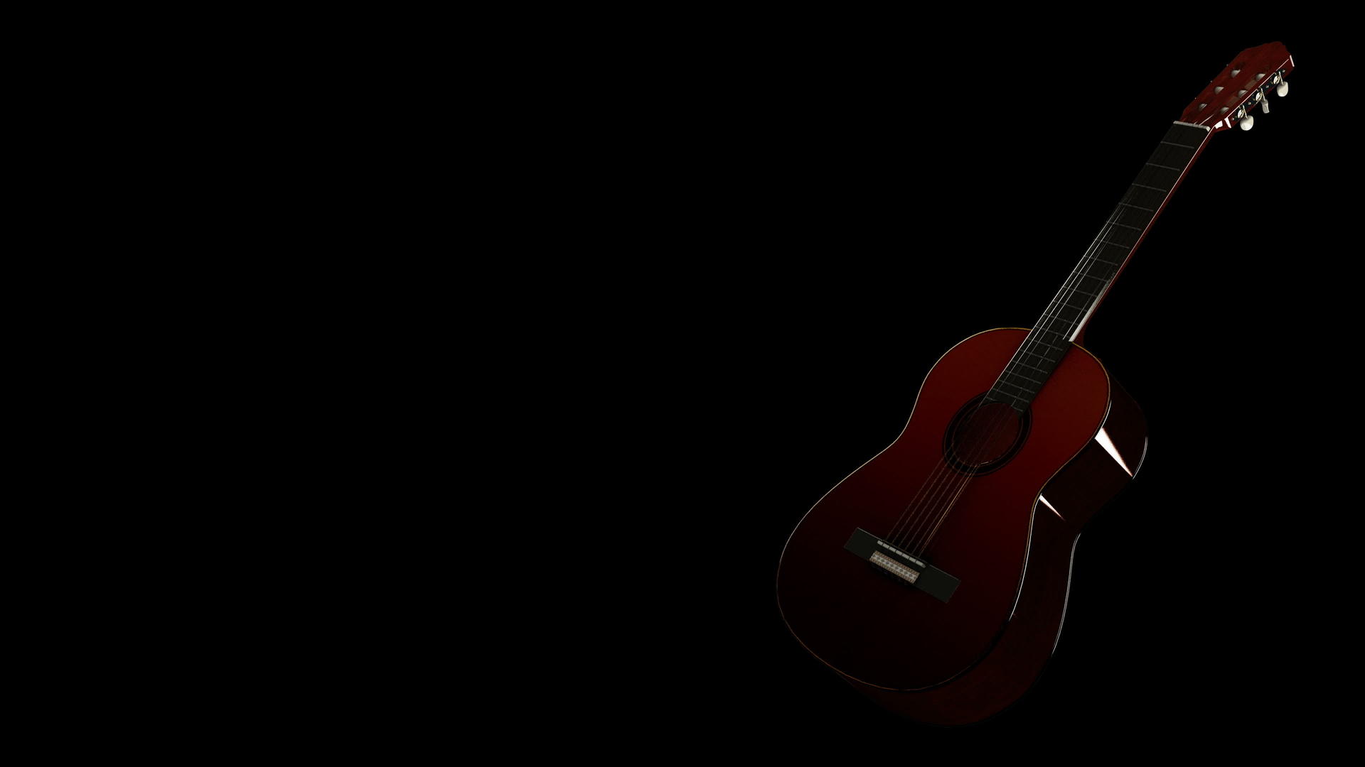 三维吉他在黑色背景4k上动了视频的预览图