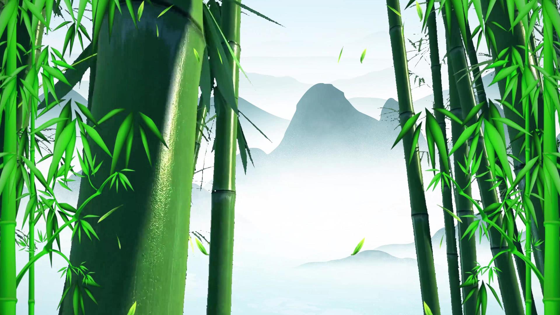 4K中国风水墨竹子舞台背景视频视频的预览图