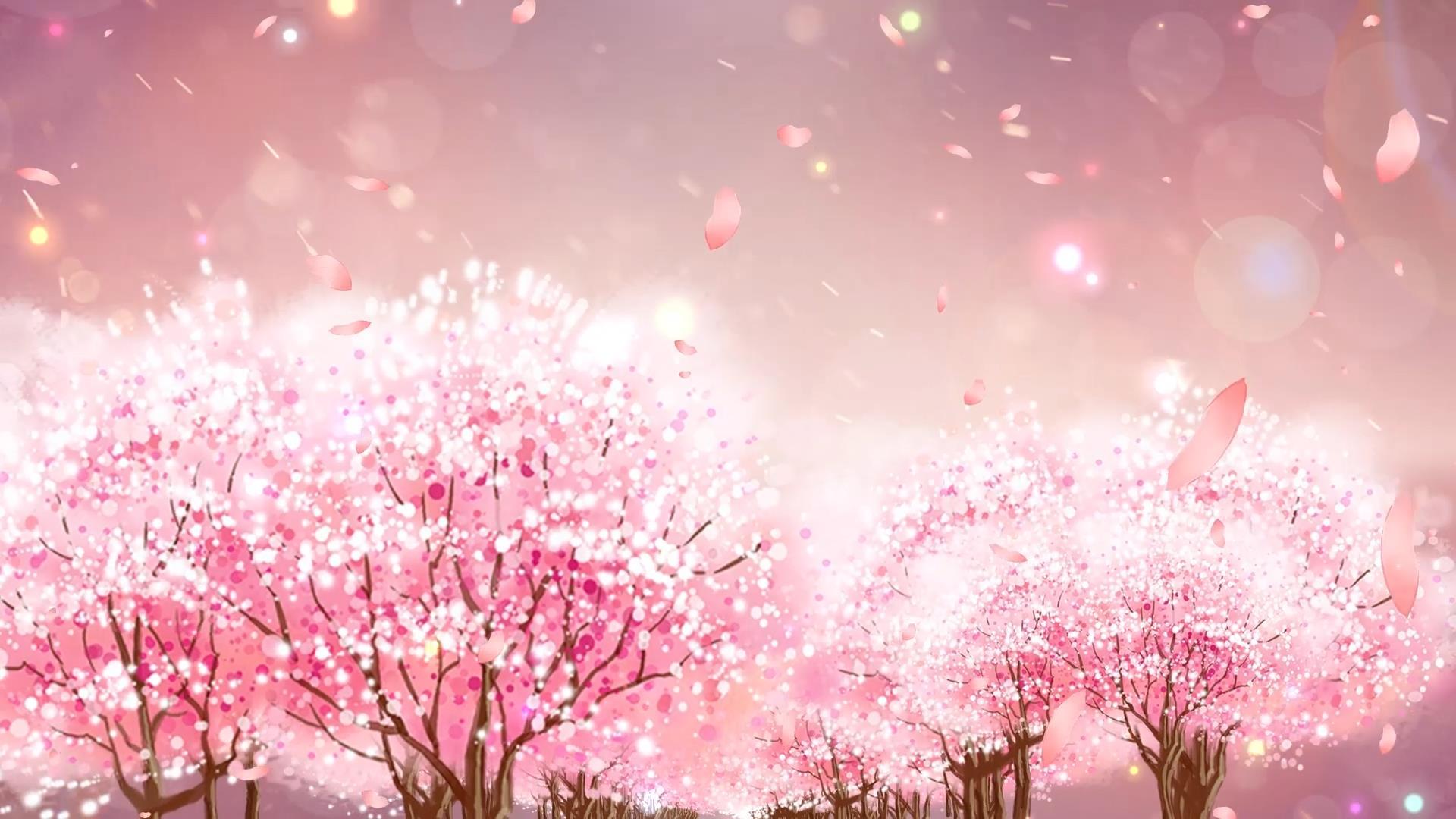 唯美动态温馨樱花树穿梭背景视频元素视频的预览图