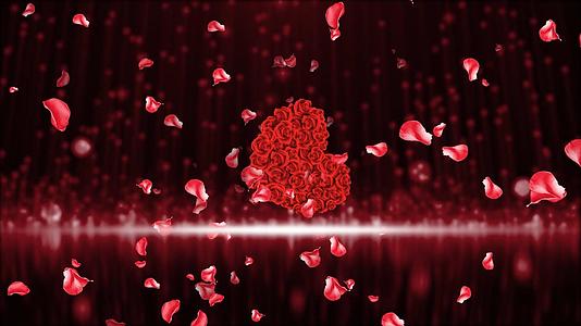 梦幻动态红色玫瑰花爱心粒子舞台背景元素视频的预览图