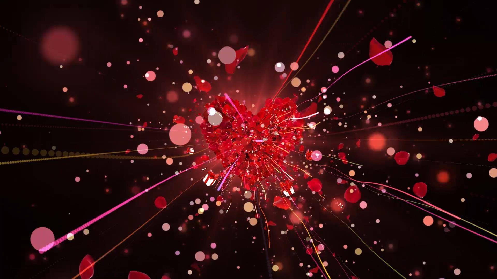 美味动态爱心粒子玫瑰花散发动态视频元素视频的预览图